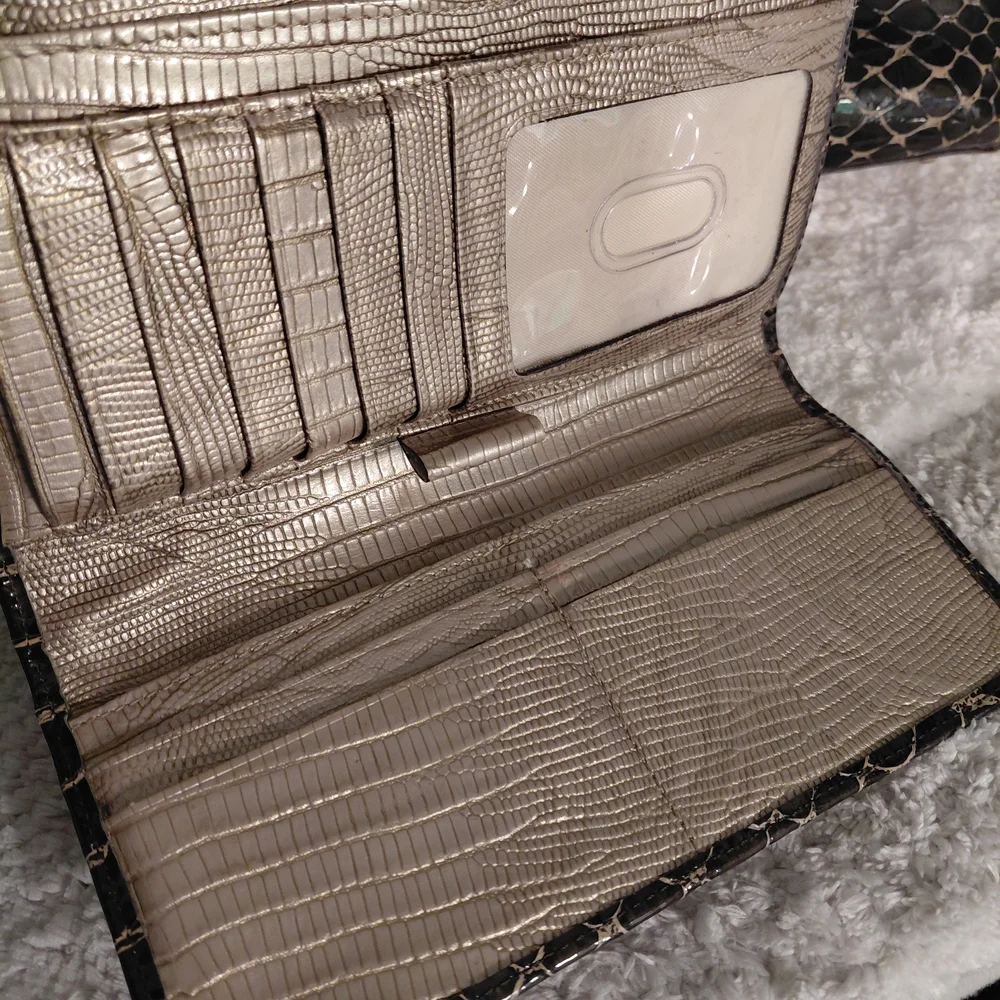 Brahmin Black and Gold Croc-Embossed Tote with Tassel - Picture 4 of 16
